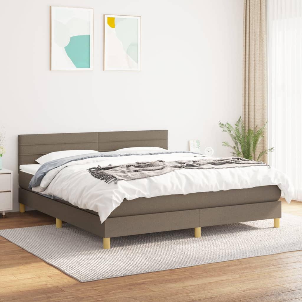 Boxmadras Med Topmadras Med Madras Lysegrå 90 X 190 Cm Stof - Gråbrun / 180 x 200 cm / vandrette striber