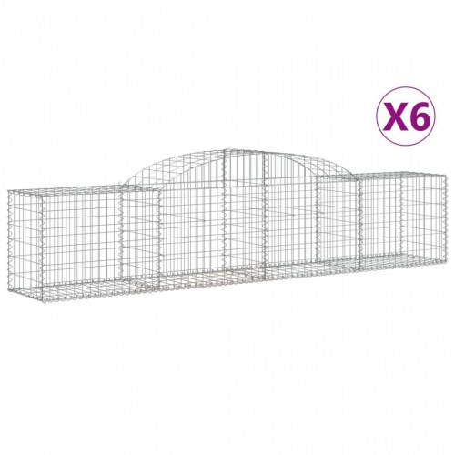 Buede gabionkurve - 6 stk., 300×50×60/80 cm i galvaniseret jern