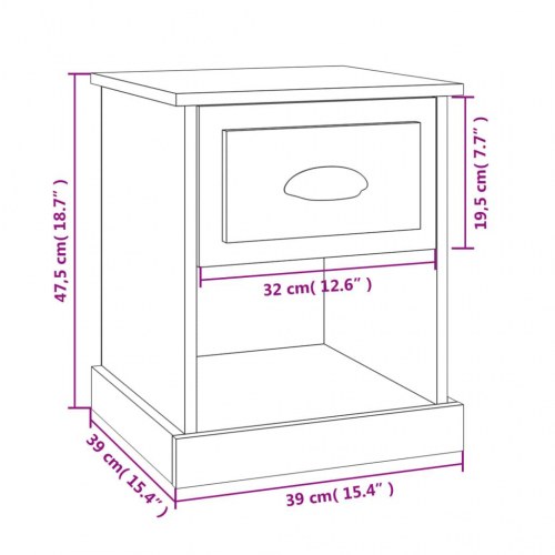 Sengeborde 2 stk. 39 x 39 x 47,5 cm - røget eg