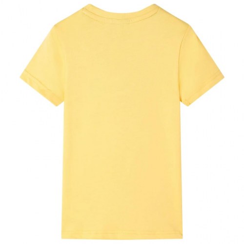 T-shirt til børn med dinosaurprint str. 128 - lys okkergul