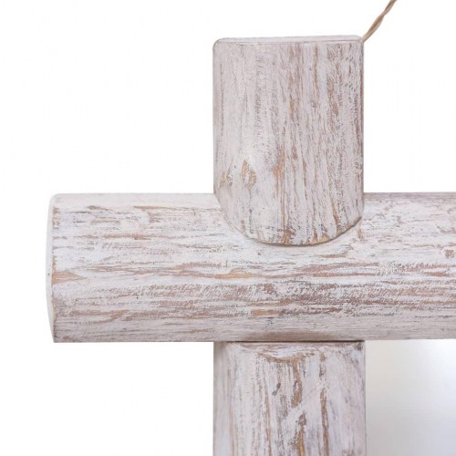 Rustikt spejl 70x70 cm massivt genbrugstræ hvid