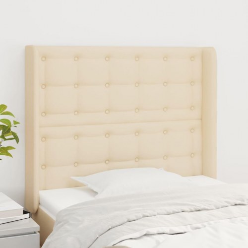 Sengegavl med kanter 93 x 16 x 118/128 cm - cremefarvet