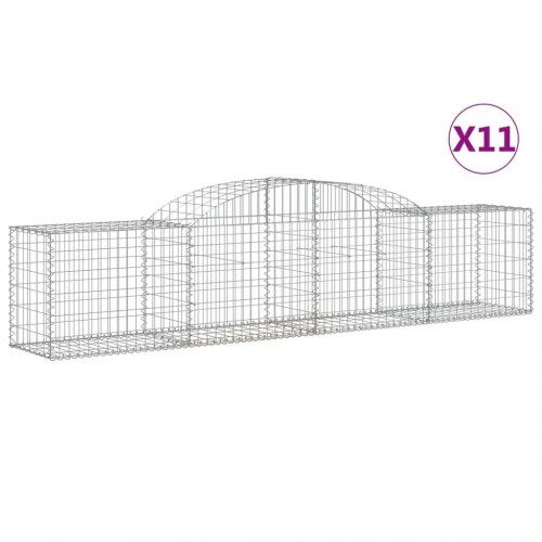 Buede gabionkurve - 11 stk. 300×50×60/80 cm i galvaniseret jern