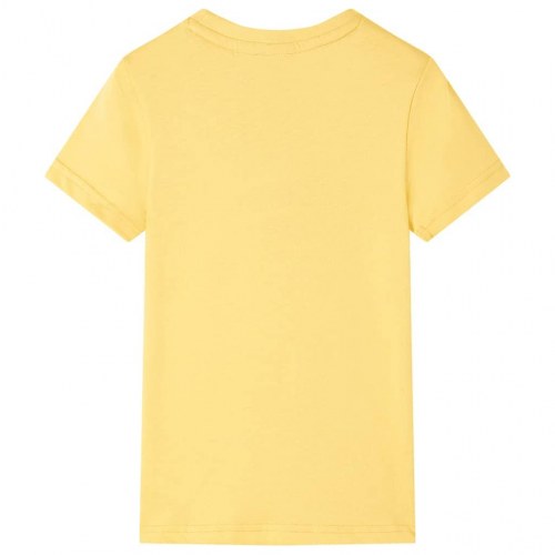 T-shirt til børn med dinosaurprint str. 104 - lys okkergul