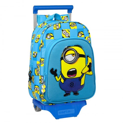 Minions Minionstatic skolerygsæk med hjul blå 26 x 34 x 11 cm