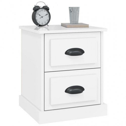 Sengeborde 2 stk. 39x39x47,5 cm konstrueret træ hvid højglans