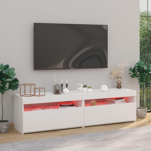 TV-borde med LED-lys, 2 stk. - 75×35×40 cm, hvid