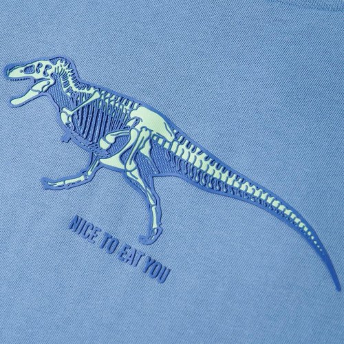 T-shirt til børn med dinosaurprint str. 128 - lyseblå