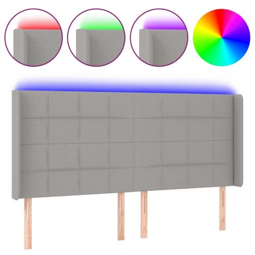 Sengegavl med LED-lys 203 x 16 x 118/128 cm - lysegrå