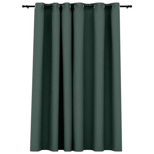 Mørklægningsgardin med øjer 290x245 cm hør-look grøn