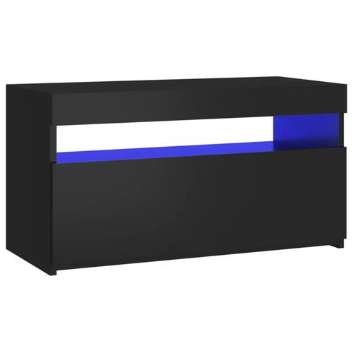 Tv-bord med LED-lys 75x35x40 cm sort