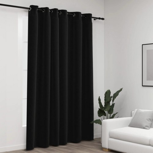 Mørklægningsgardin med øjer 290×245 cm - hør-look, antracitgrå