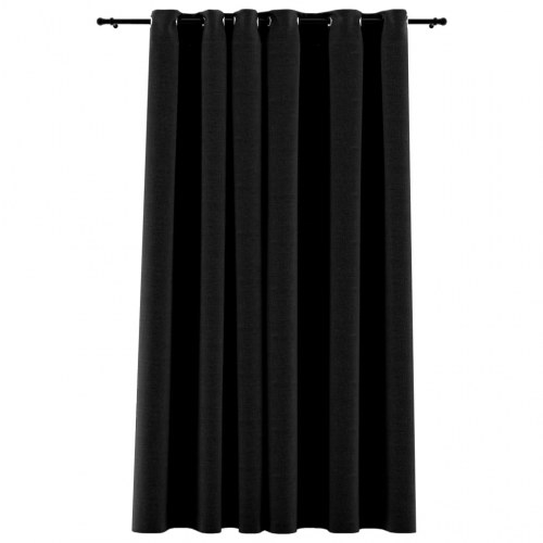 Mørklægningsgardin med øjer 290×245 cm - hør-look, antracitgrå