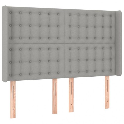 Sengegavl med kanter 147 x 16 x 118/128 cm - lysegrå