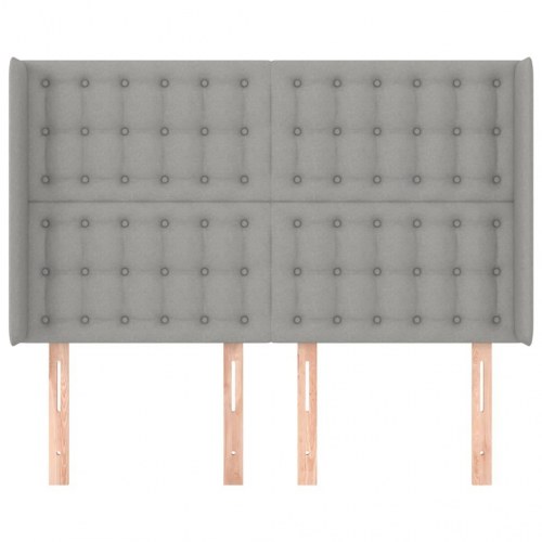 Sengegavl med kanter 147 x 16 x 118/128 cm - lysegrå
