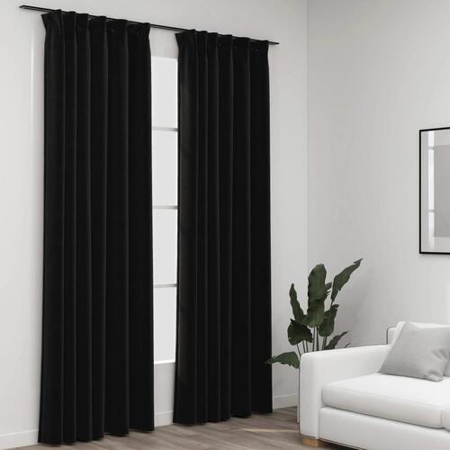 Lysdæmpende gardiner kroge 2 stk. hør-look 140x225 cm antracit