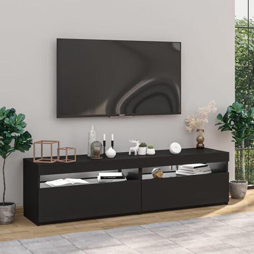 Tv-borde 2 stk. med LED-lys 75x35x40 cm sort