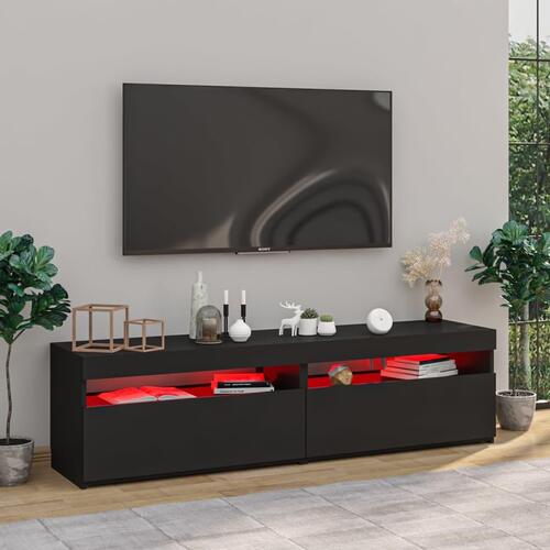 Tv-borde 2 stk. med LED-lys 75x35x40 cm sort