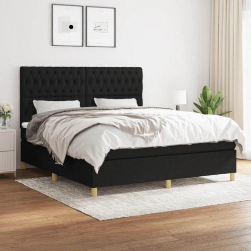 Kontinentalseng med madras 180x200 cm - stof, sort