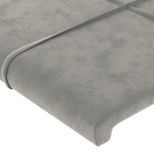 Sengeramme i fløjl - lysegrå 90x200 cm med justerbar gavl