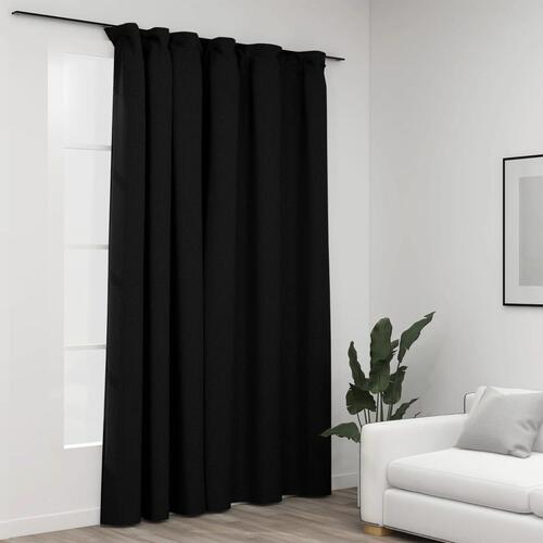 Mørklægningsgardin med kroge hør-look 290x245 cm antracitgrå