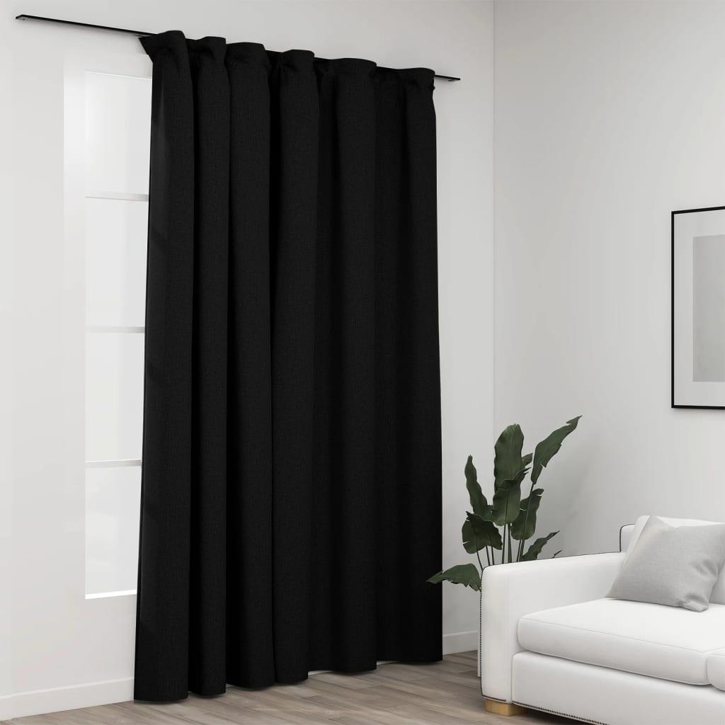 Mørklægningsgardin med kroge hør-look 290x245 cm antracitgrå