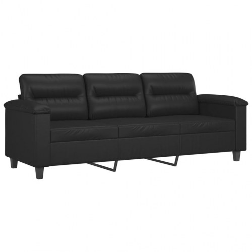 3-personers sofa 180 cm kunstlæder sort