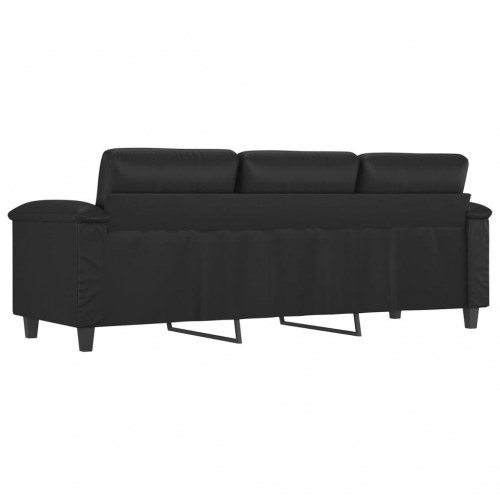 3-personers sofa 180 cm kunstlæder sort