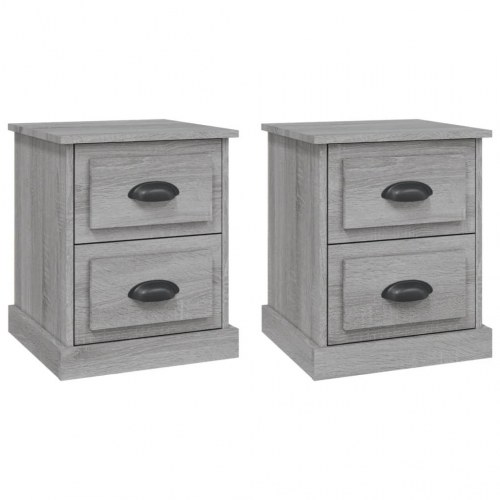 Sengeborde 2 stk. 39x39x47,5 cm konstrueret træ grå sonoma-eg
