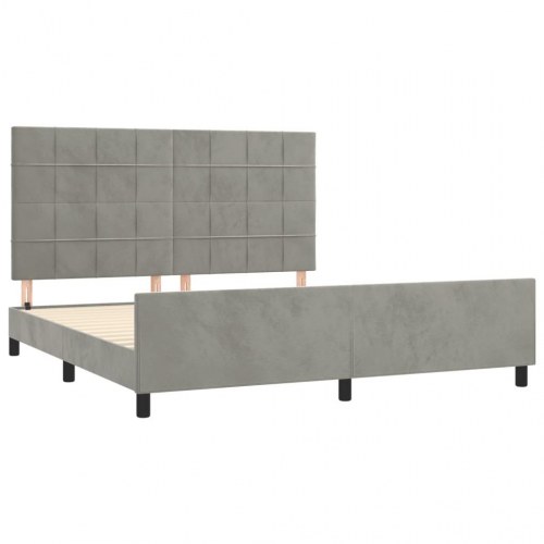 Sengeramme med sengegavl 180x200 cm i fløjl - lysegrå