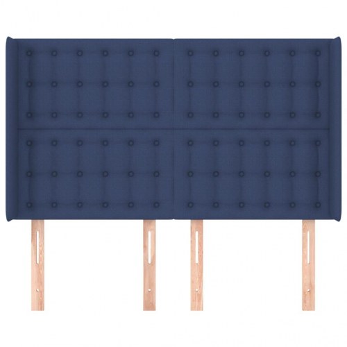 Sengegavl med kanter 147 x 16 x 118/128 cm - blå