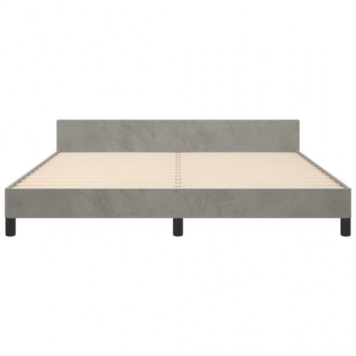 Sengeramme med sengegavl 180x200 cm i fløjl - lysegrå