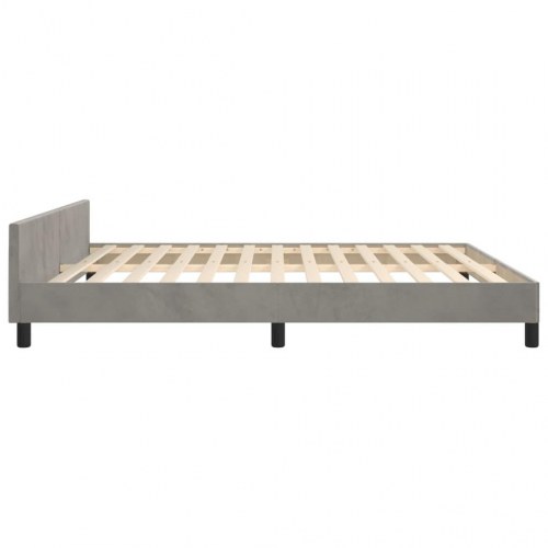 Sengeramme med sengegavl 180x200 cm i fløjl - lysegrå