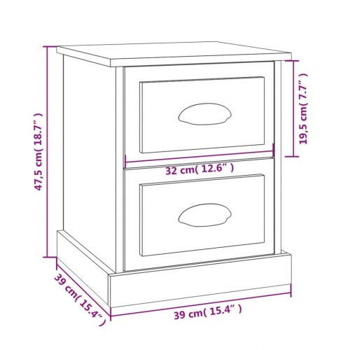 Sengeborde 2 stk. 39x39x47,5 cm konstrueret træ grå sonoma-eg