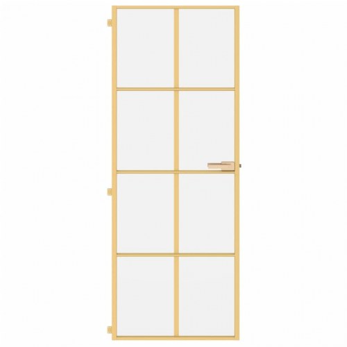 Indvendig glasdør 76×201,5 cm - hærdet glas og guldfarvet aluminiumsramme