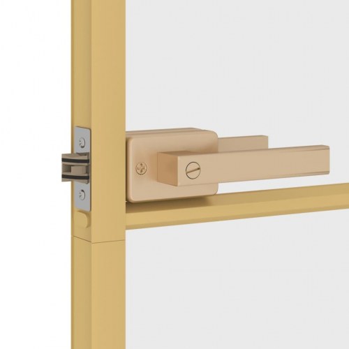 Indvendig glasdør 76×201,5 cm - hærdet glas og guldfarvet aluminiumsramme
