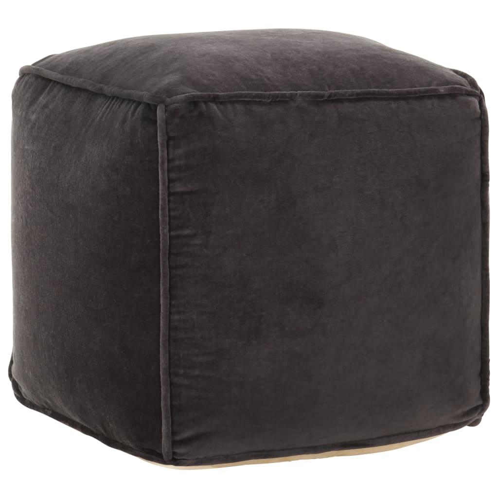 Puf 40x40x40 cm bomuldsvelour antracitgrå