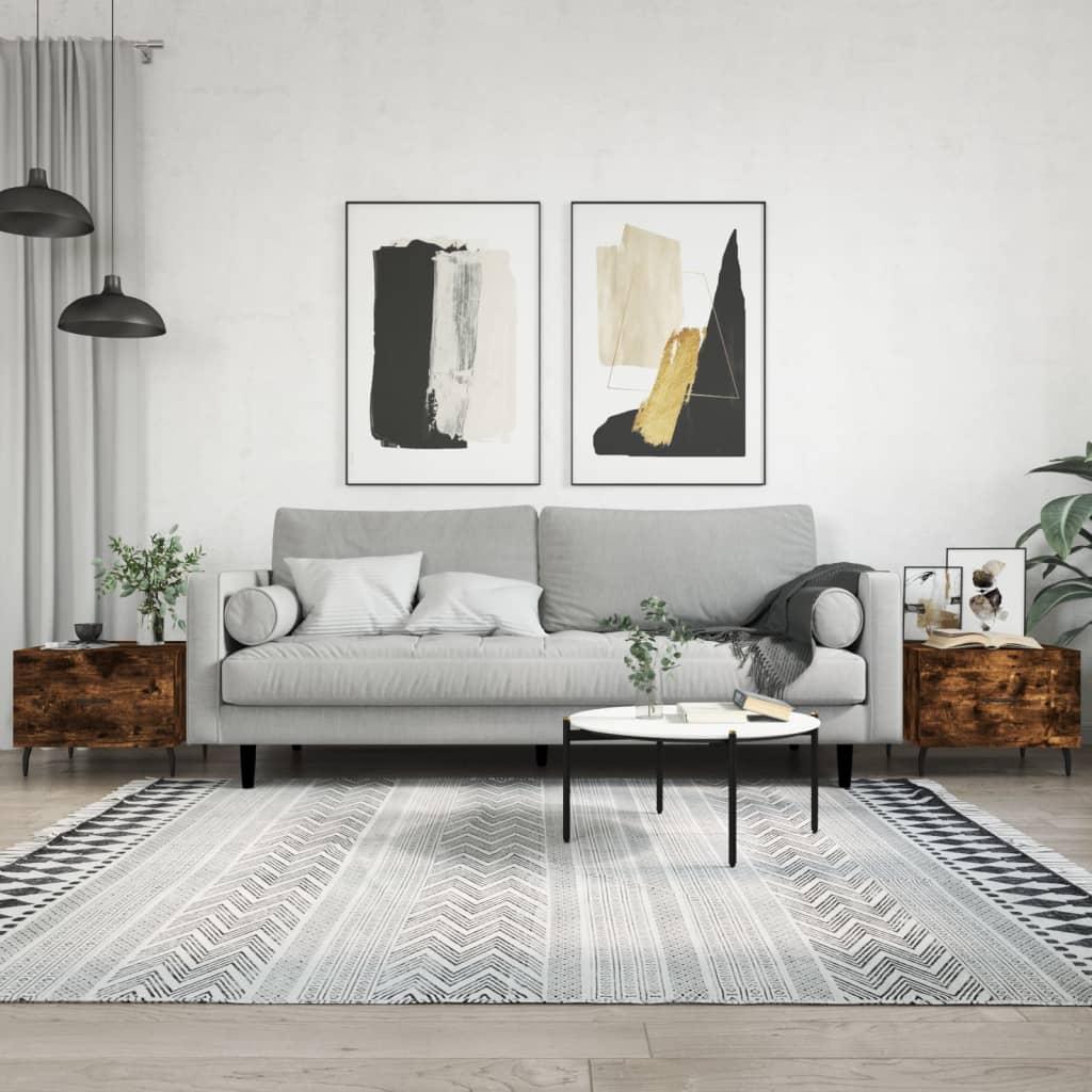 Sofaborde 2 stk. 50x50x40 cm konstrueret træ røget egetræsfarve billede