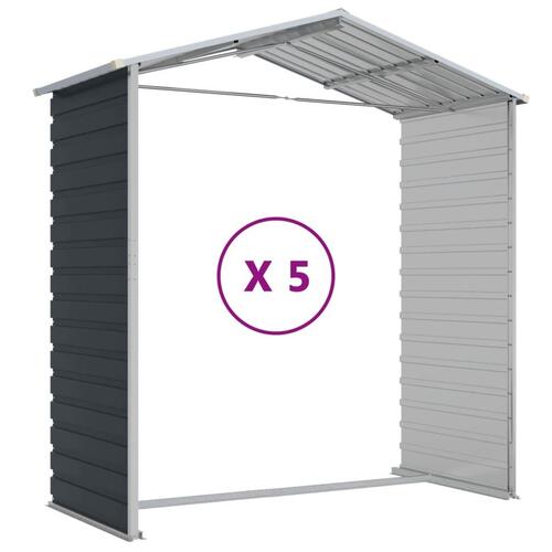 Haveskur 191x470x198 cm galvaniseret stål antracitgrå