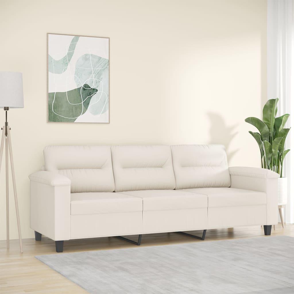 3-personers sofa 180 cm kunstlæder cremefarvet