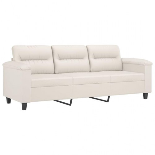 3-personers sofa 180 cm kunstlæder cremefarvet