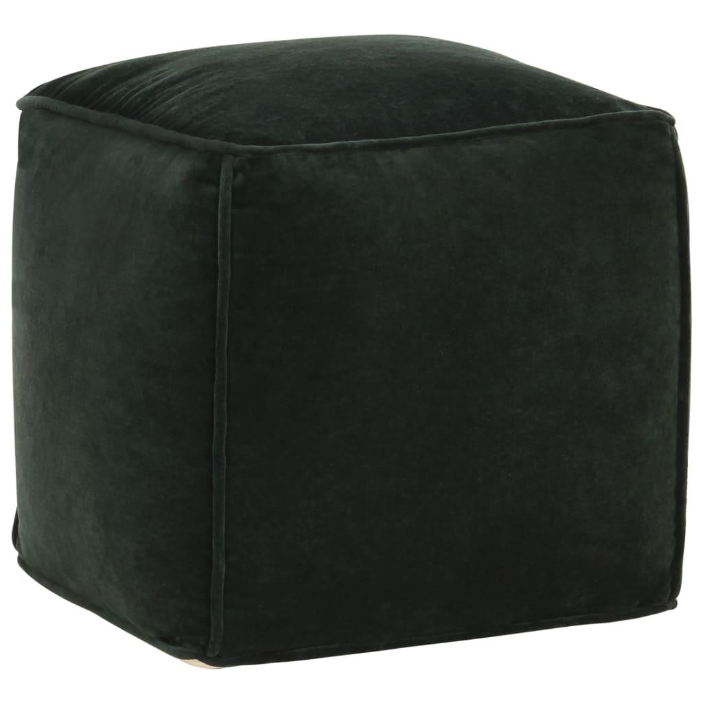Puf 40x40x40 cm bomuldsvelour skovgrøn