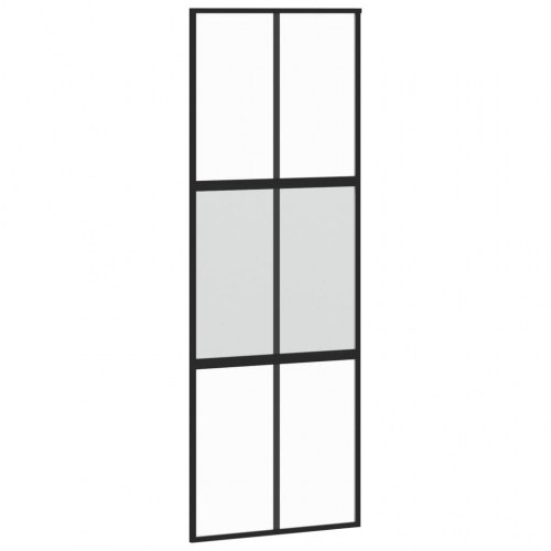Skydedør 76×205 cm - hærdet glas og aluminium, sort