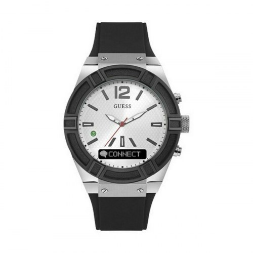 Guess herreur C0001G4 - Ø 45 mm, hvid skive, sort silikonerem