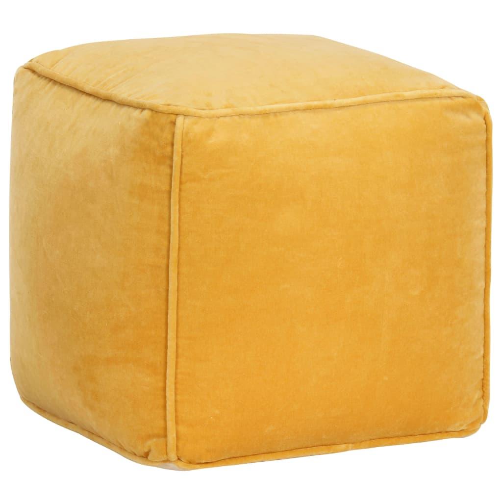 Puf 40x40x40 cm bomuldsvelour gul