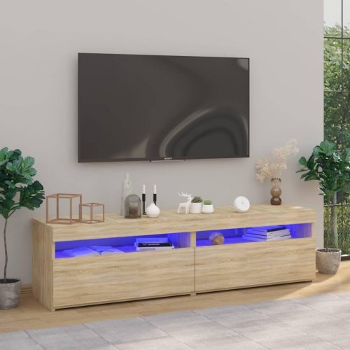 Tv-borde 2 stk. med LED-lys 75×35×40 cm - sonoma-eg