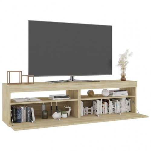 Tv-borde 2 stk. med LED-lys 75×35×40 cm - sonoma-eg