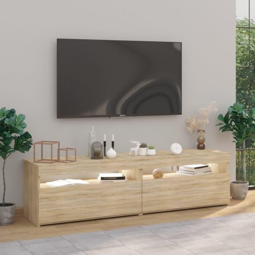 Tv-borde 2 stk. med LED-lys 75×35×40 cm - sonoma-eg