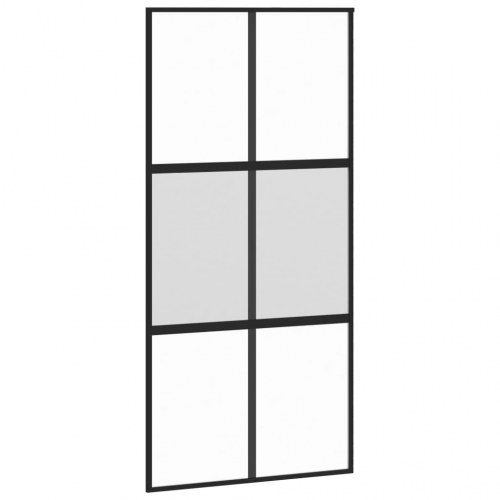 Skydedør 102,5 × 205 cm - hærdet glas og aluminium, sort