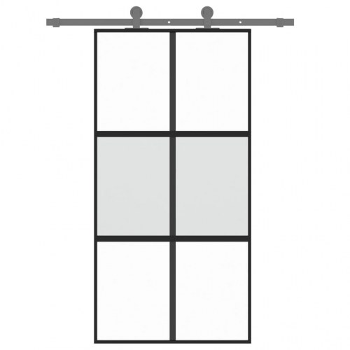 Skydedør 102,5 × 205 cm - hærdet glas og aluminium, sort